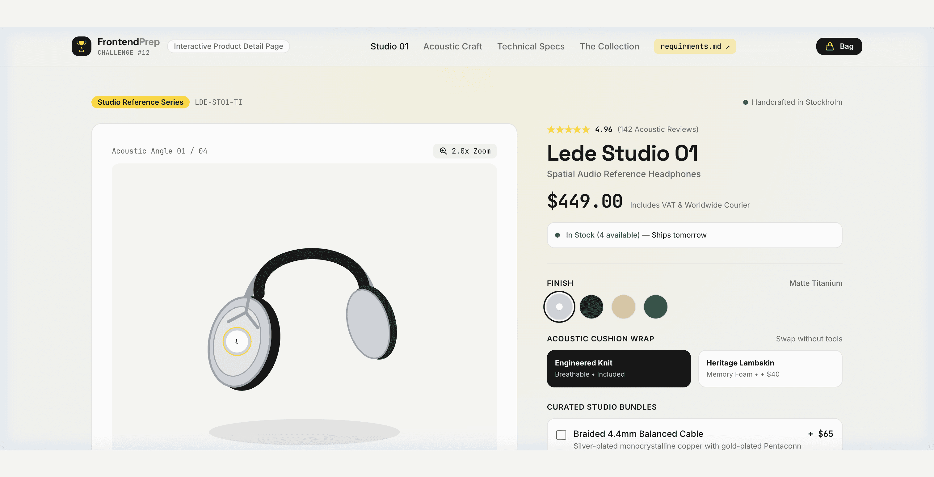 Interactive Product Detail Page